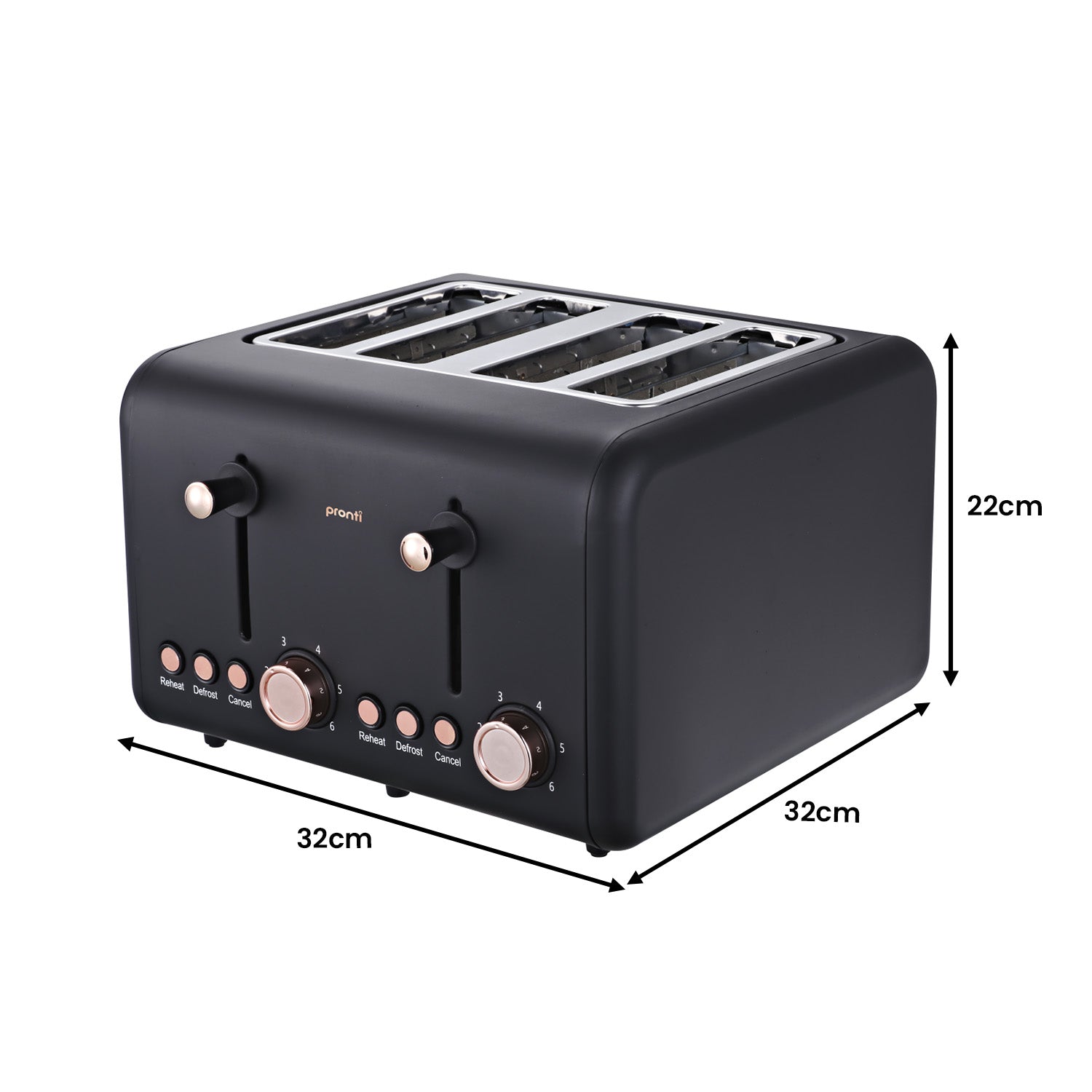 Pronti Rose Trim Collection Toaster & Kettle Bundle - Black V240-KTL-TSR-COM-BK