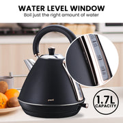Pronti Rose Trim Collection Toaster & Kettle Bundle - Black V240-KTL-TSR-COM-BK