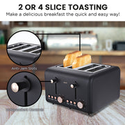 Pronti Rose Trim Collection Toaster & Kettle Bundle - Black V240-KTL-TSR-COM-BK