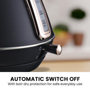 Pronti Rose Trim Collection Toaster & Kettle Bundle - Black V240-KTL-TSR-COM-BK