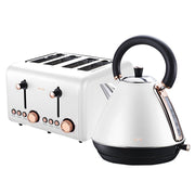 Pronti Rose Trim Collection Toaster & Kettle Bundle - White V240-KTL-TSR-COM-WH