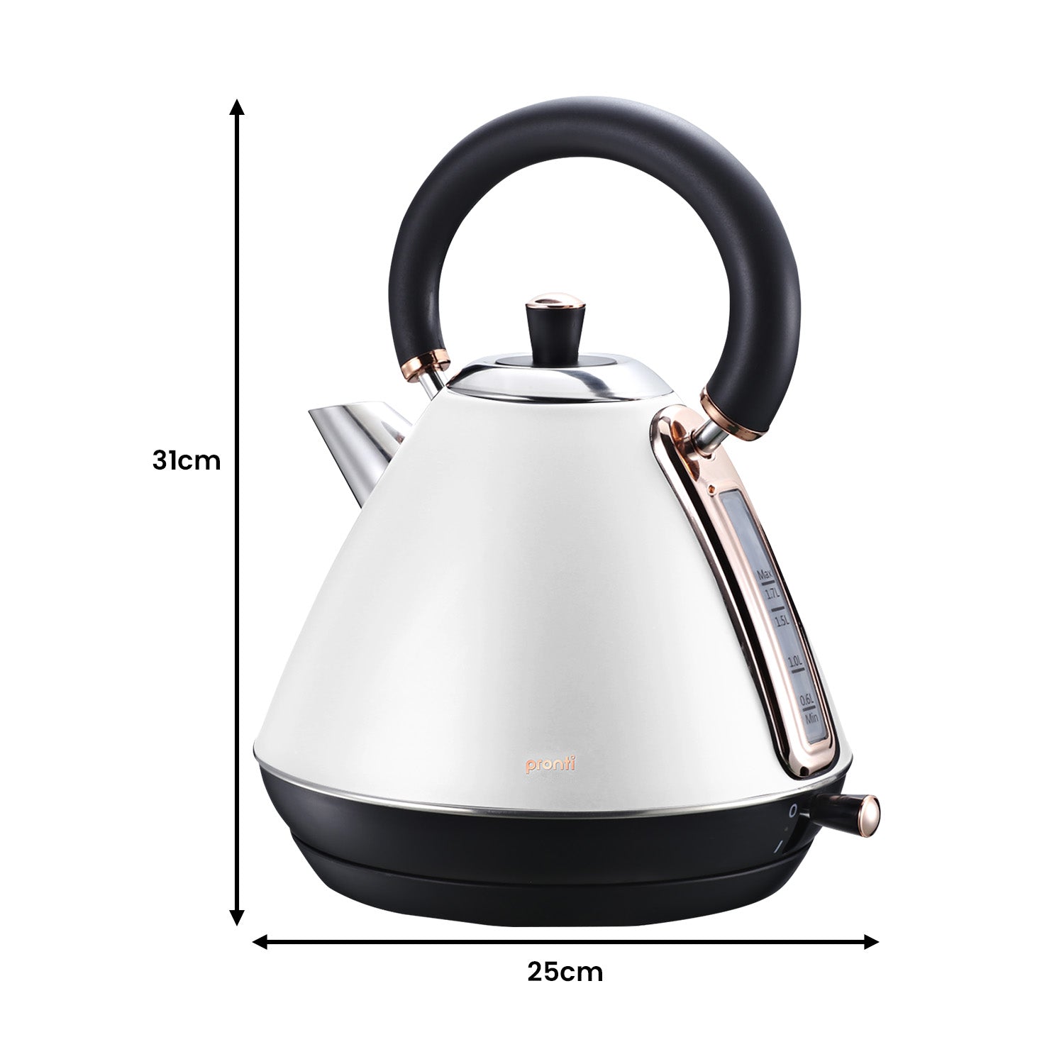 Pronti Rose Trim Collection Toaster & Kettle Bundle - White V240-KTL-TSR-COM-WH
