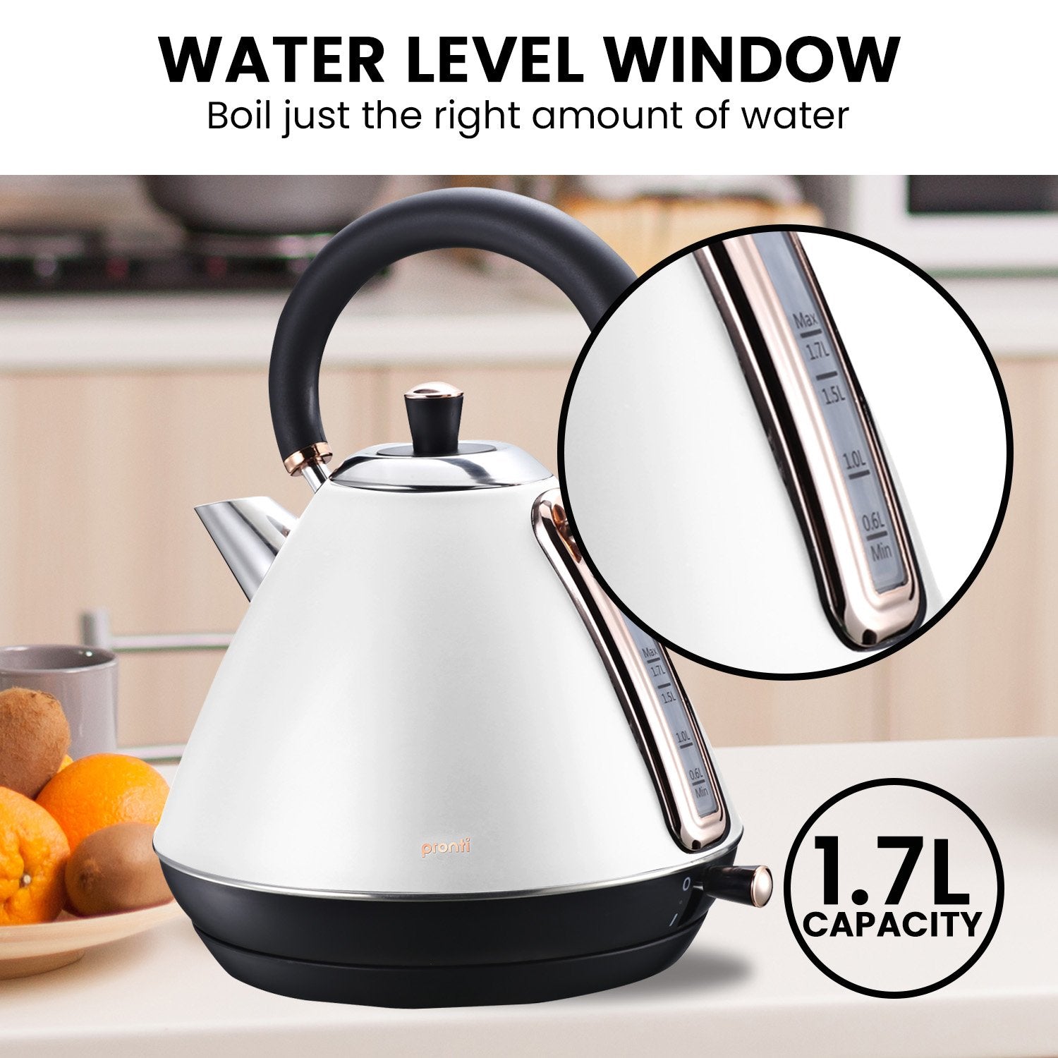 Pronti Rose Trim Collection Toaster & Kettle Bundle - White V240-KTL-TSR-COM-WH