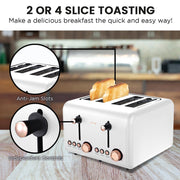 Pronti Rose Trim Collection Toaster & Kettle Bundle - White V240-KTL-TSR-COM-WH