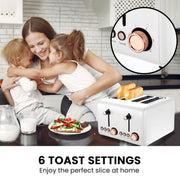 Pronti Rose Trim Collection Toaster & Kettle Bundle - White V240-KTL-TSR-COM-WH