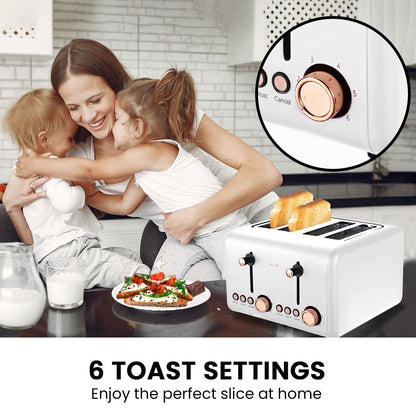 Pronti Rose Trim Collection Toaster & Kettle Bundle - White V240-KTL-TSR-COM-WH