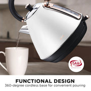 Pronti Rose Trim Collection Toaster & Kettle Bundle - White V240-KTL-TSR-COM-WH