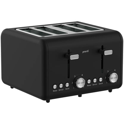 Pronti Silver Noir Collection 4 Slice Toaster and Kettle Bundle V240-KTTS-C02-GST-BK