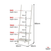 Sarantino Aster 5-Tier Ladder Shelf in White V240-LDS-107-17-WH