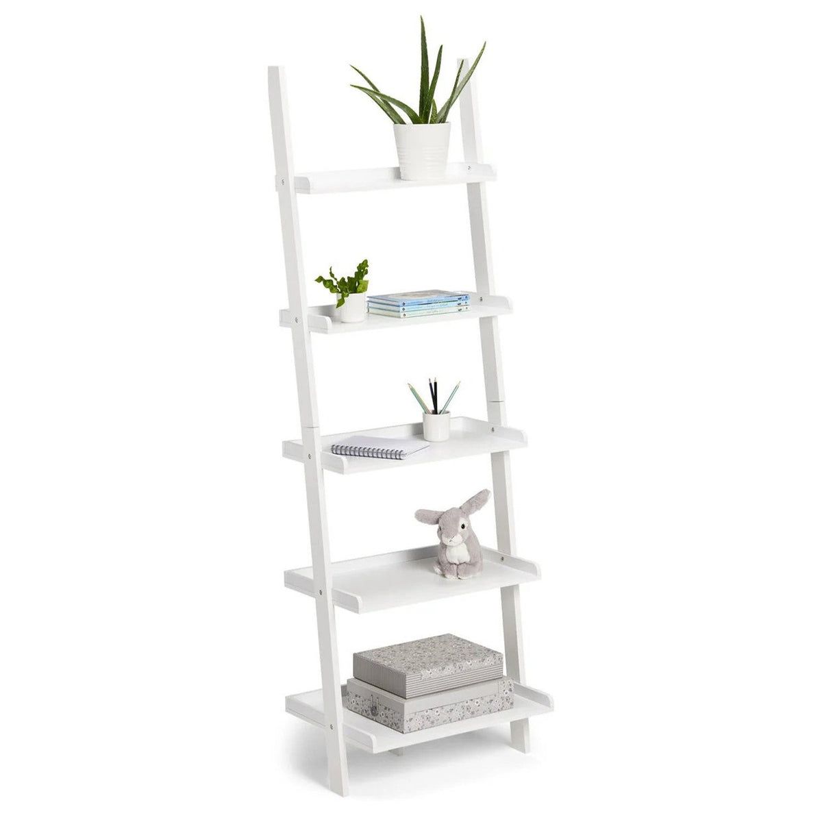 Sarantino Aster 5-Tier Ladder Shelf in White V240-LDS-107-17-WH