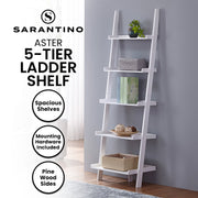 Sarantino Aster 5-Tier Ladder Shelf in White V240-LDS-107-17-WH