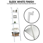Sarantino Amelia 5-Tier Ladder Shelf in White V240-LDS-109-04-WH