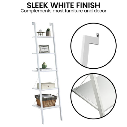 Sarantino Amelia 5-Tier Ladder Shelf in White V240-LDS-109-04-WH