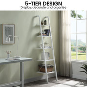 Sarantino Amelia 5-Tier Ladder Shelf in White V240-LDS-109-04-WH