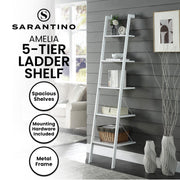Sarantino Amelia 5-Tier Ladder Shelf in White V240-LDS-109-04-WH
