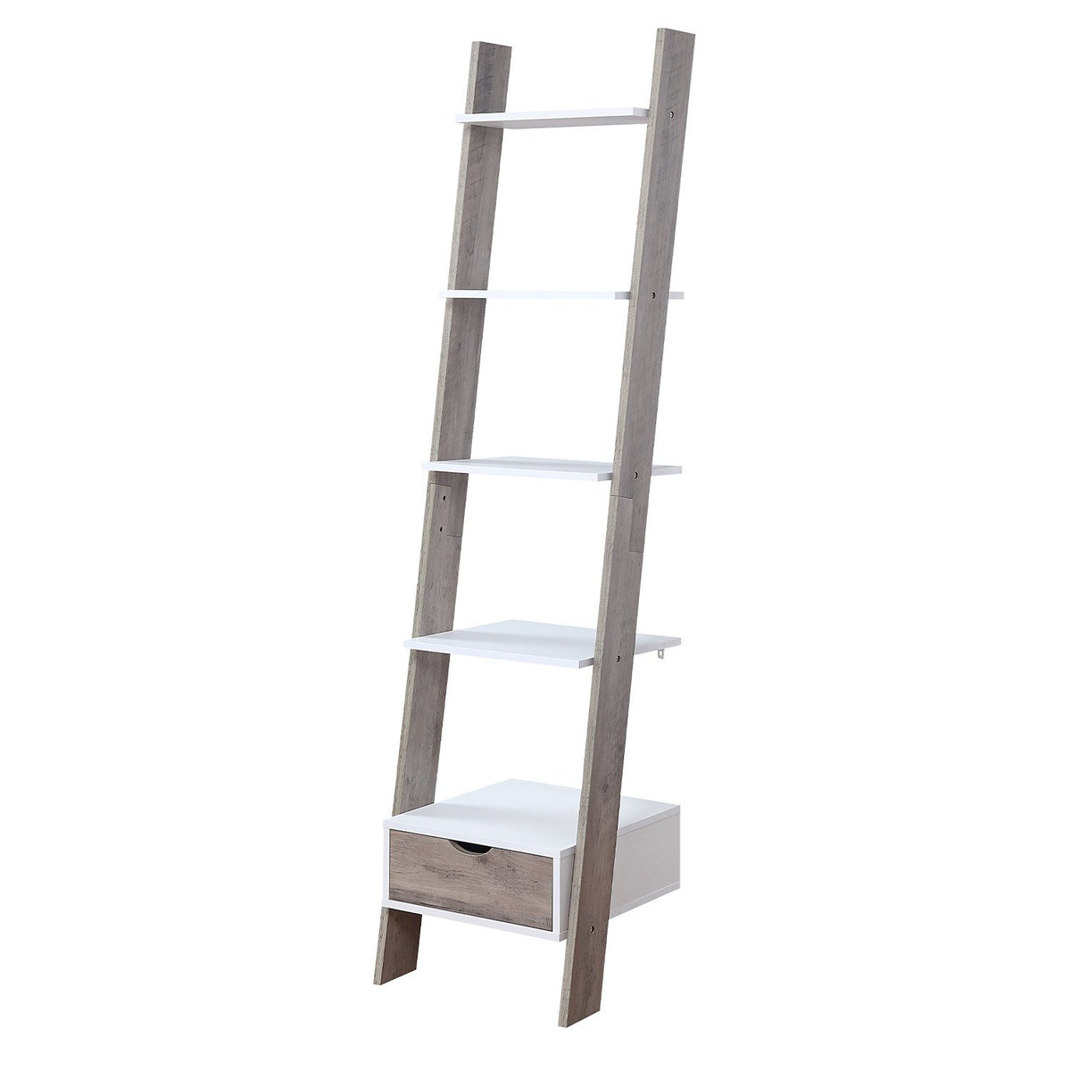 Sarantino Mira 5-tier Ladder Shelf In White And Grey Oak V240-LDS-120-06-WHOK