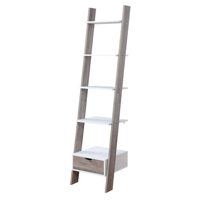Sarantino Mira 5-tier Ladder Shelf In White And Grey Oak V240-LDS-120-06-WHOK