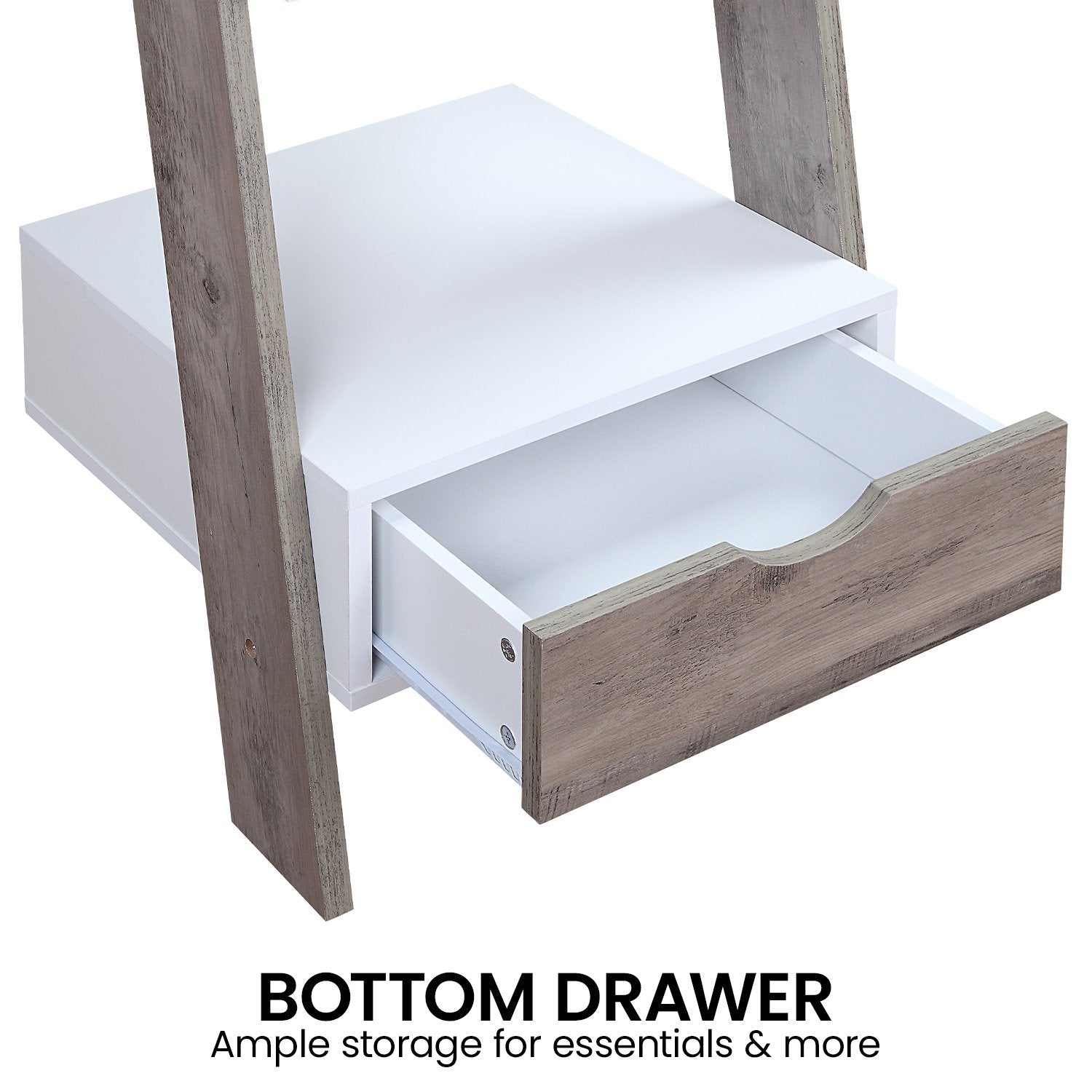 Sarantino Mira 5-tier Ladder Shelf In White And Grey Oak V240-LDS-120-06-WHOK