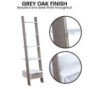 Sarantino Mira 5-tier Ladder Shelf In White And Grey Oak V240-LDS-120-06-WHOK