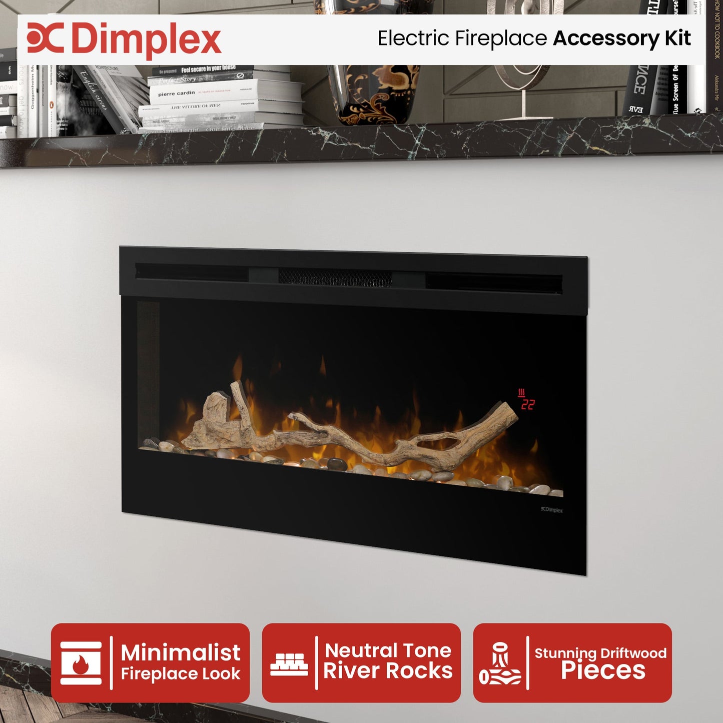 Dimplex 34-inch Linear Fireplace Driftwood and River Rock Accessory Package V240-LF34DWS-KIT