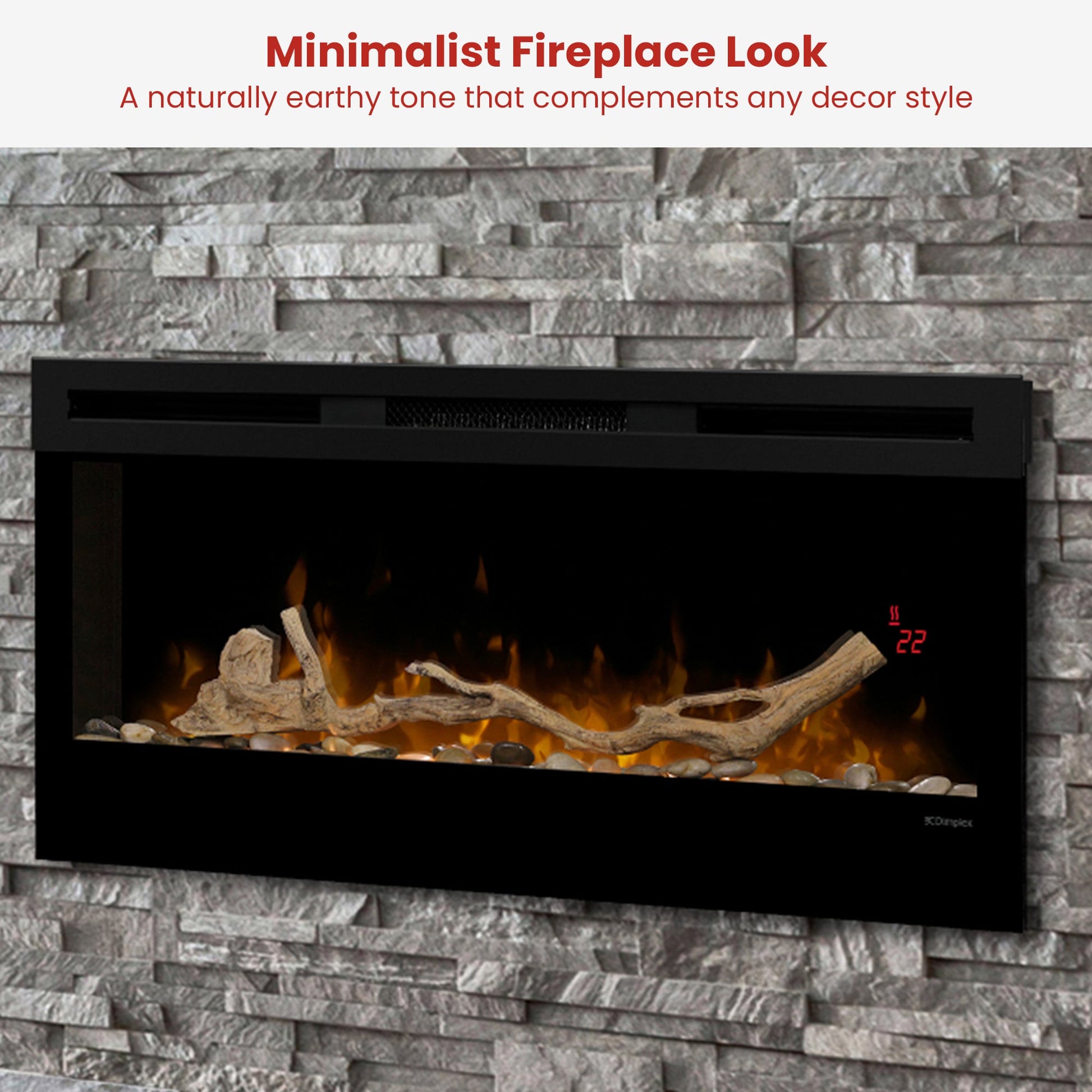 Dimplex 34-inch Linear Fireplace Driftwood and River Rock Accessory Package V240-LF34DWS-KIT