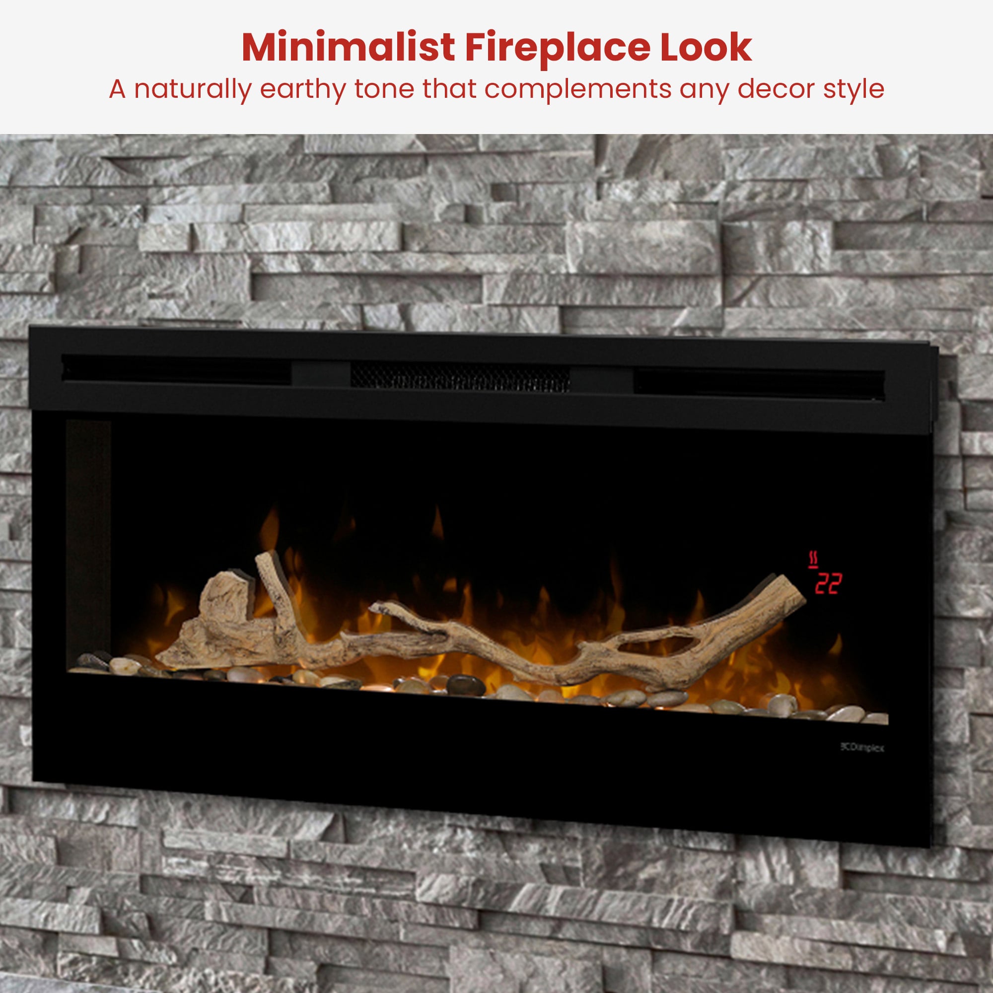 Dimplex 34-inch Linear Fireplace Driftwood and River Rock Accessory Package V240-LF34DWS-KIT