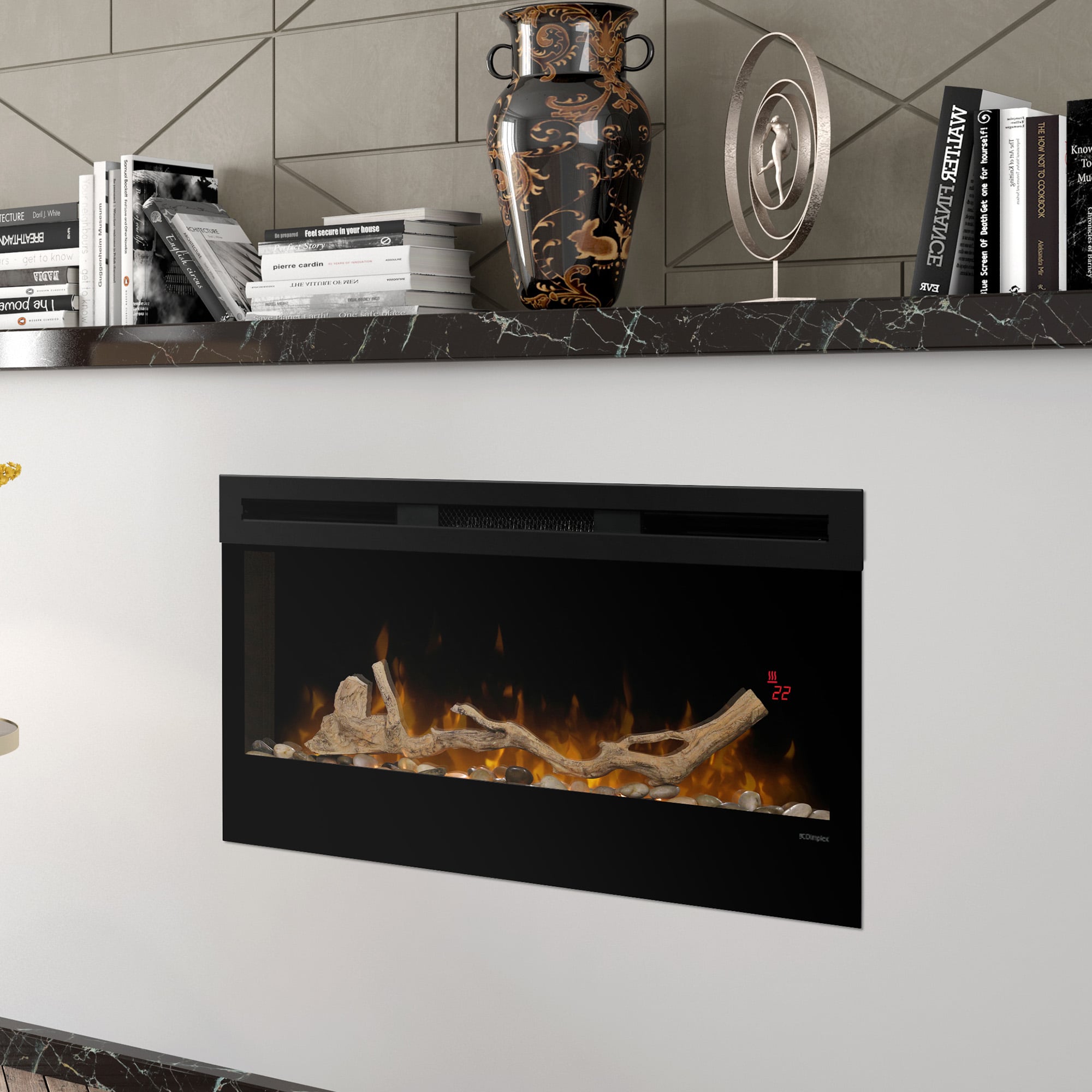Dimplex 34-inch Linear Fireplace Driftwood and River Rock Accessory Package V240-LF34DWS-KIT