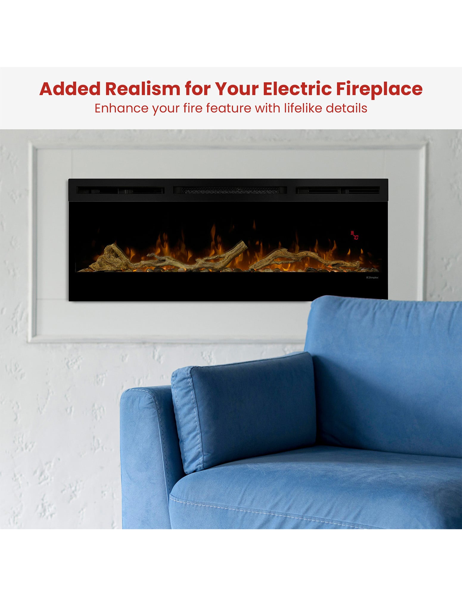 Dimplex 50-inch Linear Fireplace Driftwood and River Rock Accessory Package V240-LF50DWS-KIT
