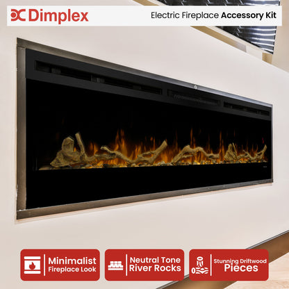 Dimplex 74-inch Linear Fireplace Driftwood and River Rock Accessory Package V240-LF74DWS-KIT