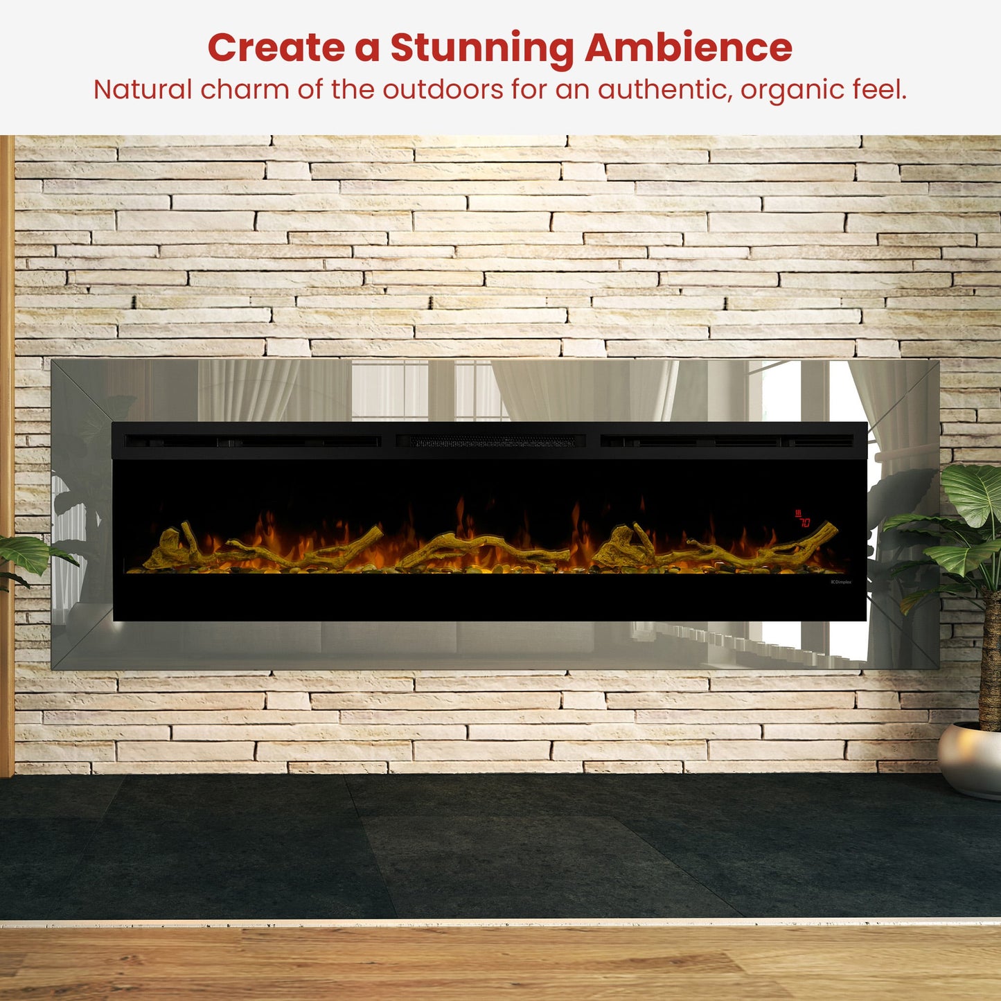 Dimplex 74-inch Linear Fireplace Driftwood and River Rock Accessory Package V240-LF74DWS-KIT