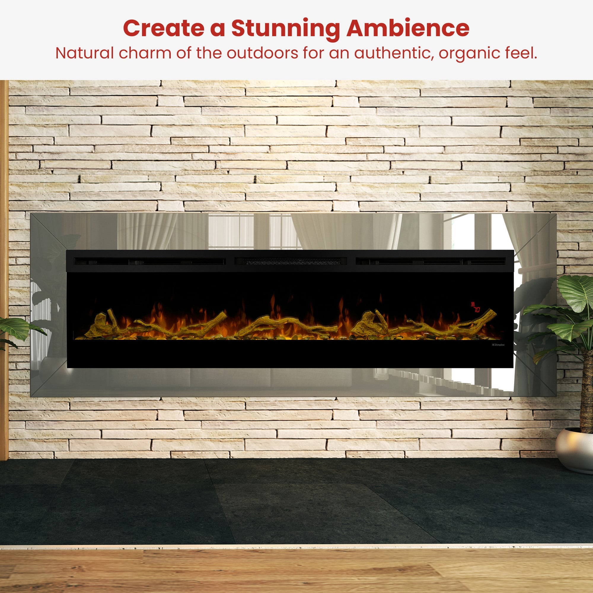Dimplex 74-inch Linear Fireplace Driftwood and River Rock Accessory Package V240-LF74DWS-KIT