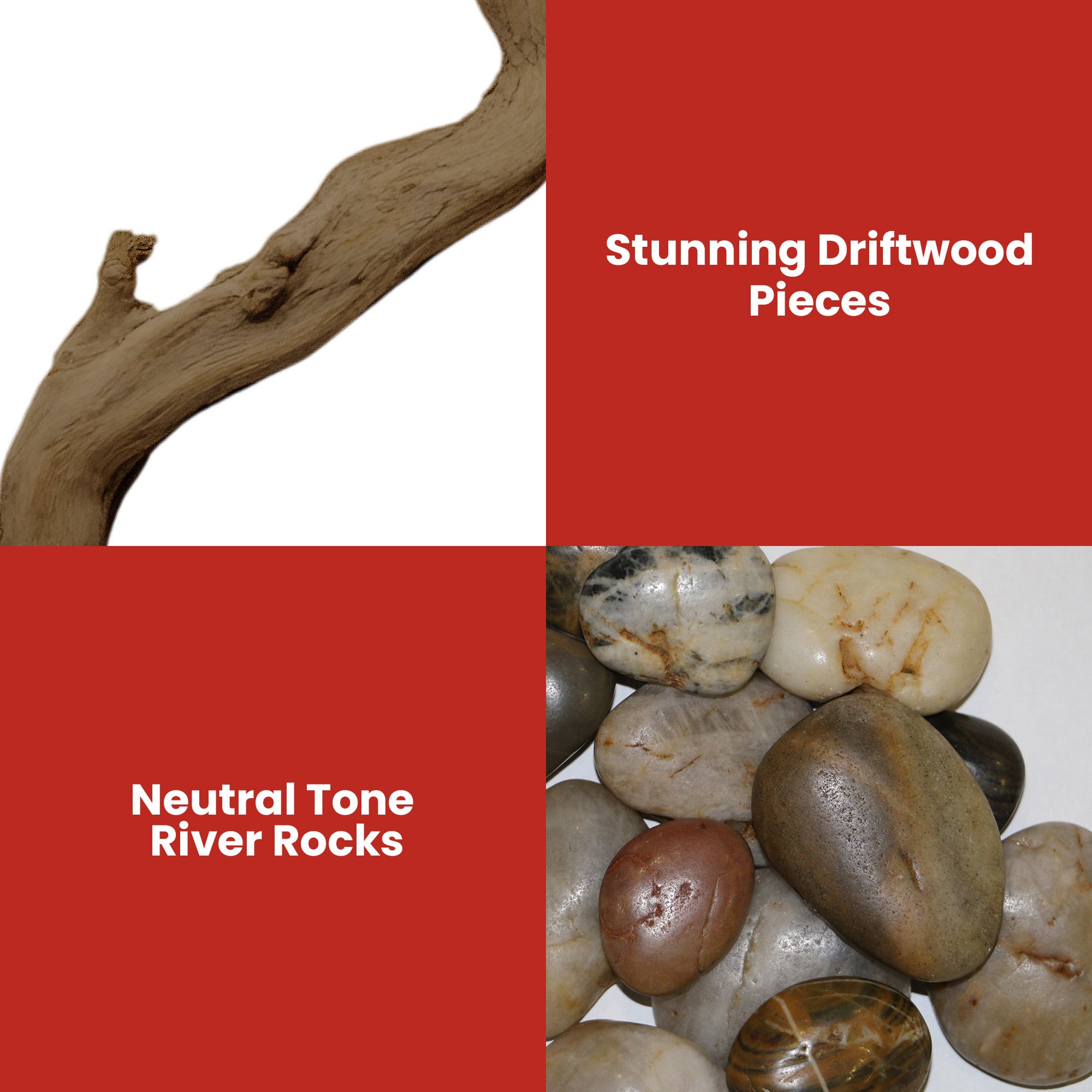 Dimplex 74-inch Linear Fireplace Driftwood and River Rock Accessory Package V240-LF74DWS-KIT