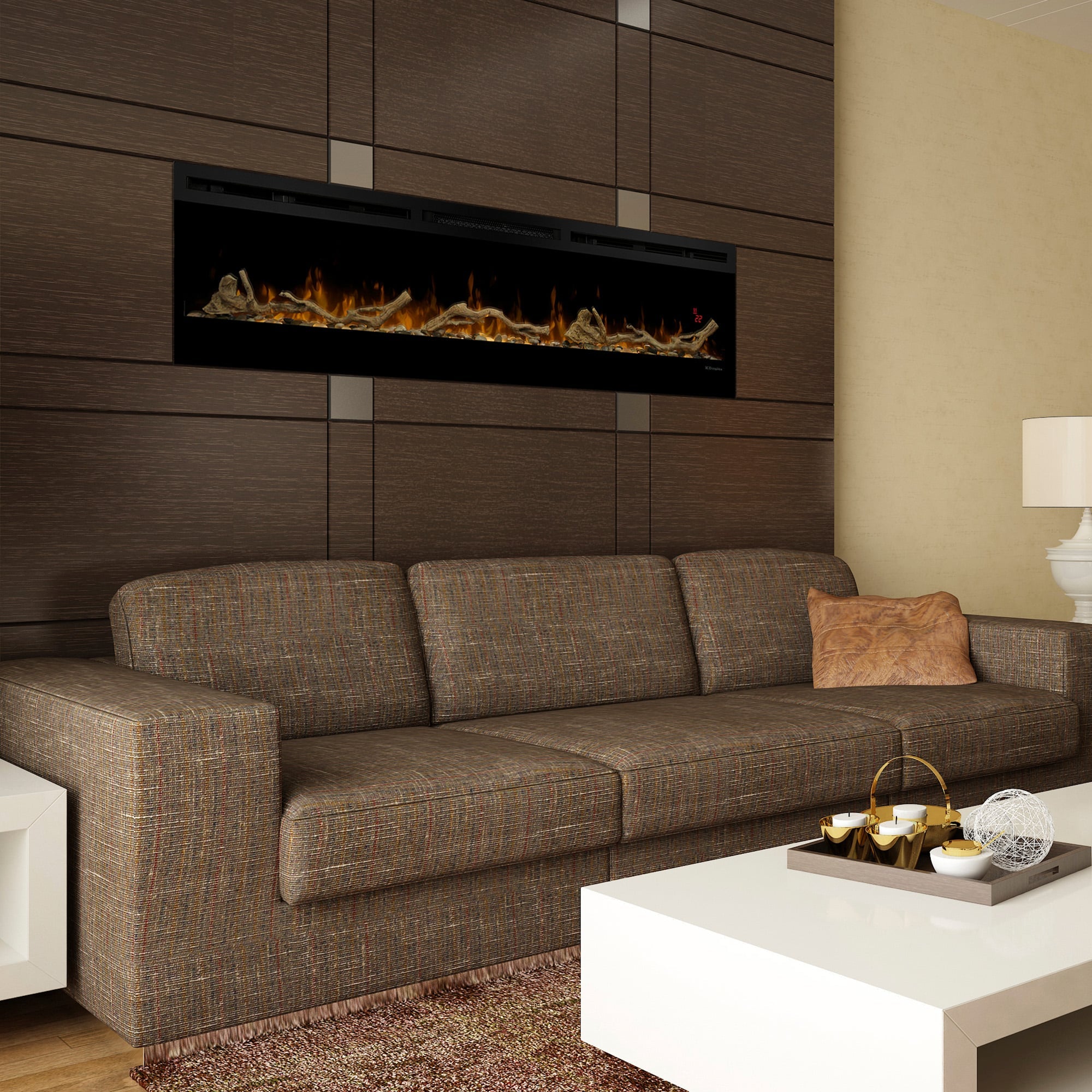 Dimplex 74-inch Linear Fireplace Driftwood and River Rock Accessory Package V240-LF74DWS-KIT