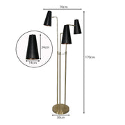 Sarantino Three Metal Shade Floor Lamp V240-LMP-MLM-1137