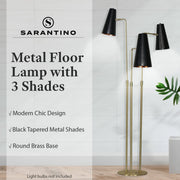 Sarantino Three Metal Shade Floor Lamp V240-LMP-MLM-1137