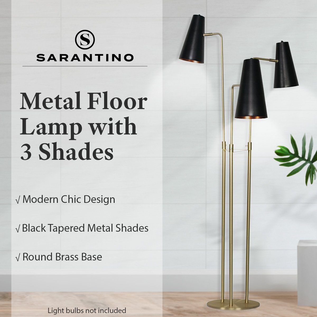 Sarantino Three Metal Shade Floor Lamp V240-LMP-MLM-1137