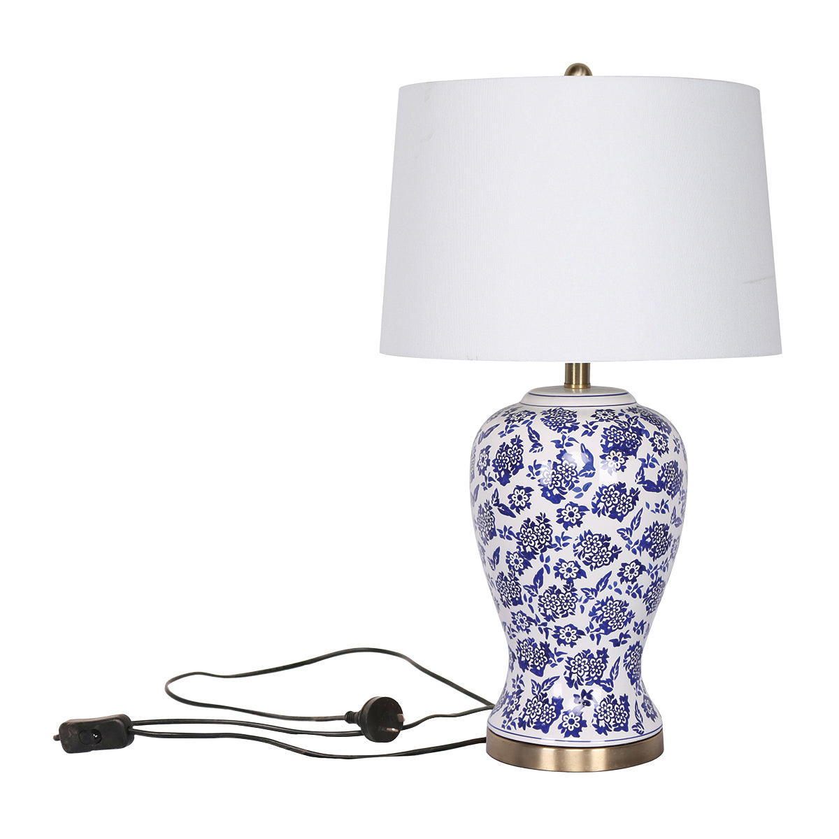 Sarantino Table Lamp Ceramic Floral Base Cotton Drum Shade V240-LMP-MLM-260