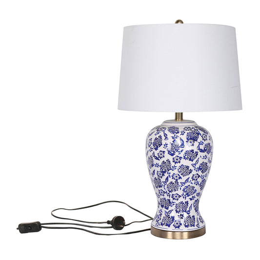 Sarantino Table Lamp Ceramic Floral Base Cotton Drum Shade V240-LMP-MLM-260