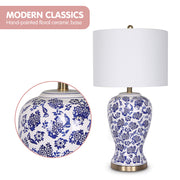 Sarantino Table Lamp Ceramic Floral Base Cotton Drum Shade V240-LMP-MLM-260