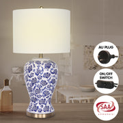 Sarantino Table Lamp Ceramic Floral Base Cotton Drum Shade V240-LMP-MLM-260