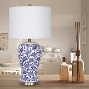 Sarantino Table Lamp Ceramic Floral Base Cotton Drum Shade V240-LMP-MLM-260