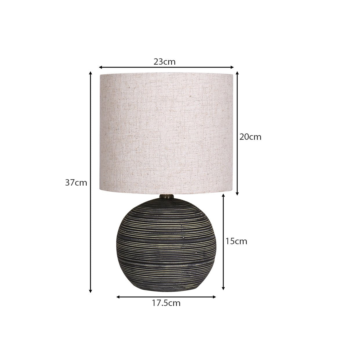 Sarantino Ceramic Table Lamp With Striped Pattern In Antique Black V240-LMP-MLM-4502