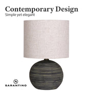 Sarantino Ceramic Table Lamp With Striped Pattern In Antique Black V240-LMP-MLM-4502