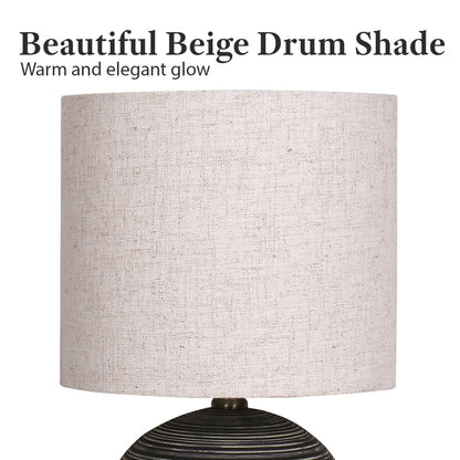 Sarantino Ceramic Table Lamp With Striped Pattern In Antique Black V240-LMP-MLM-4502