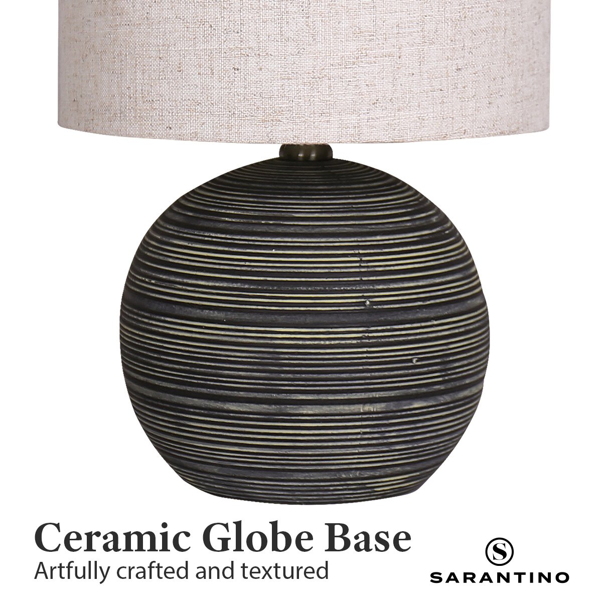 Sarantino Ceramic Table Lamp With Striped Pattern In Antique Black V240-LMP-MLM-4502