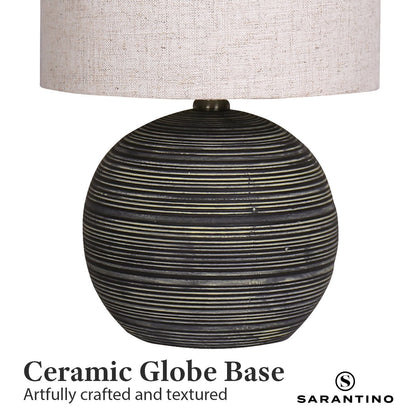 Sarantino Ceramic Table Lamp With Striped Pattern In Antique Black V240-LMP-MLM-4502