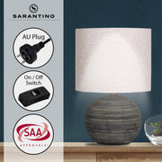 Sarantino Ceramic Table Lamp With Striped Pattern In Antique Black V240-LMP-MLM-4502