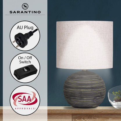 Sarantino Ceramic Table Lamp With Striped Pattern In Antique Black V240-LMP-MLM-4502