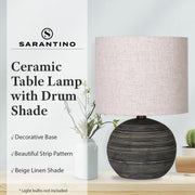Sarantino Ceramic Table Lamp With Striped Pattern In Antique Black V240-LMP-MLM-4502