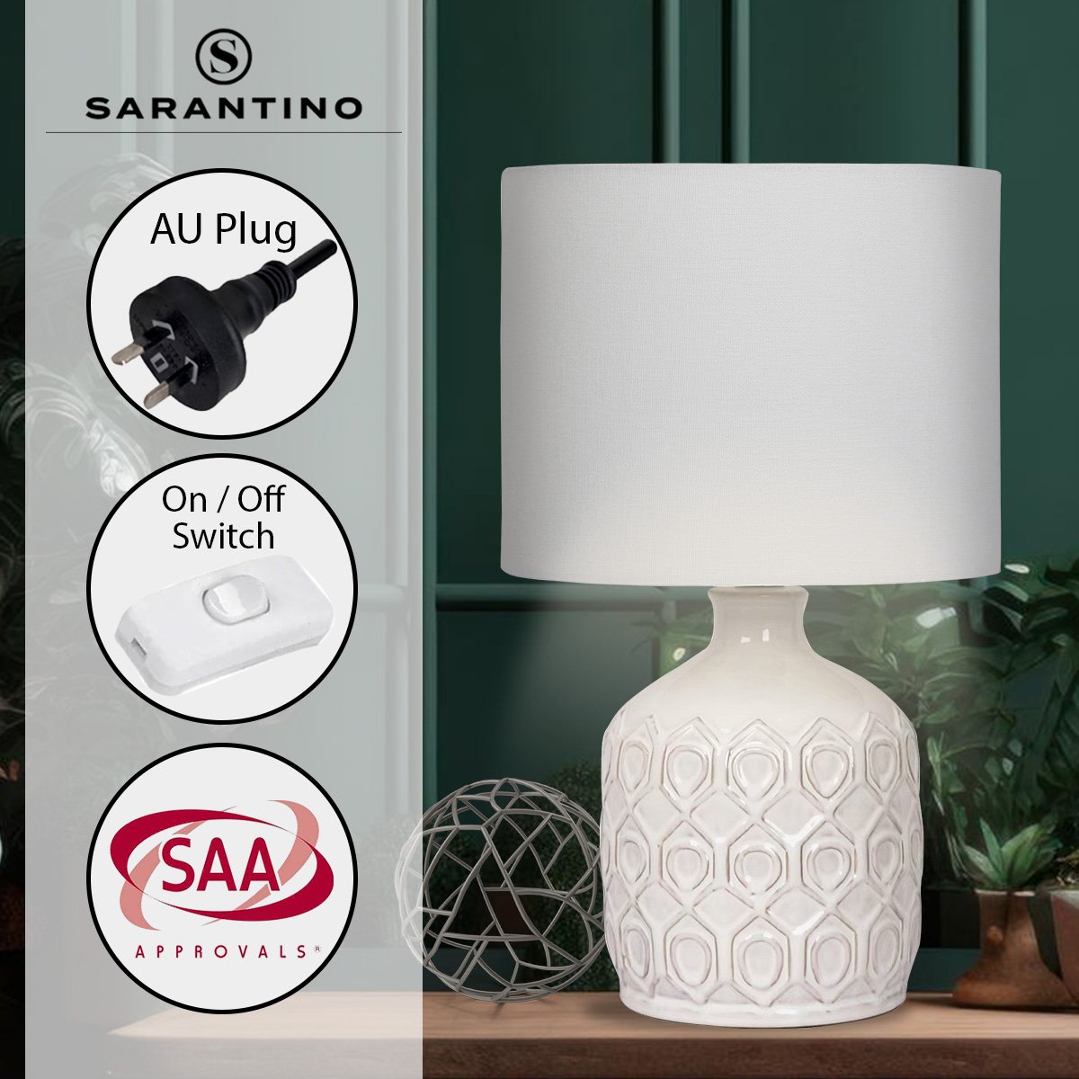 Sarantino Ceramic Table Lamp In Cream V240-LMP-MLM-4504